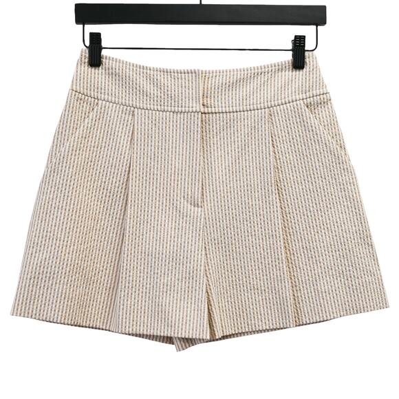 Veronica Beard Khaki White Haina Striped Seersucker Shorts Size 2